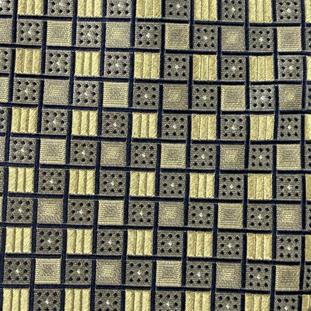 Vintage Foggia 100% Silk Handmade Gold Gray Geometric Necktie 58x3.9" NWT - Picture 2 of 7